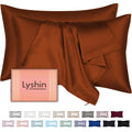 LYSHIN Silk Pillow Cases 2 Pack Standard Size with Zipper, Orange