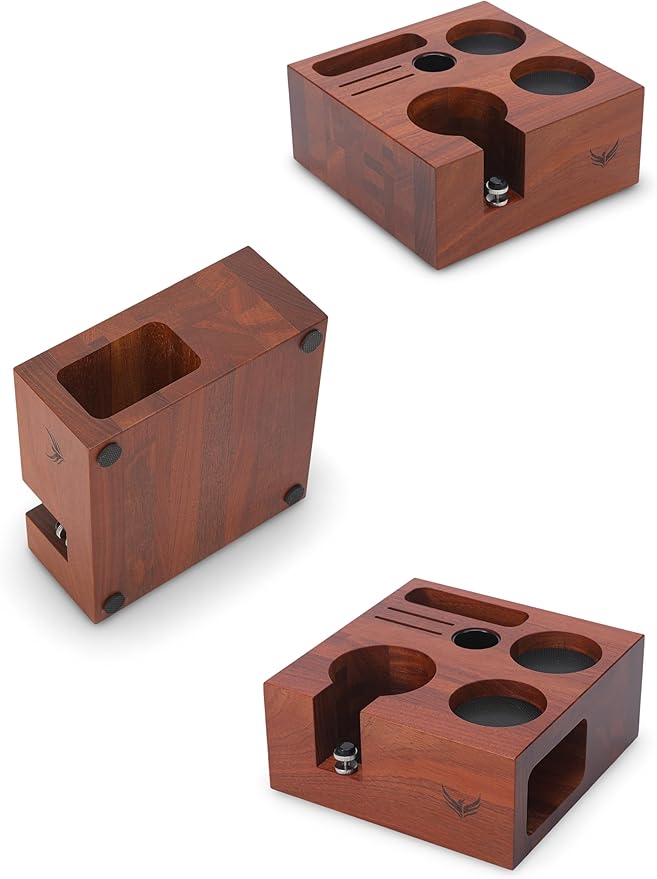 KNODOS 54mm Espresso Tamping Station For Breville Espresso Machine Accessories Rosewood Tamper Stand & Portafilter Holder