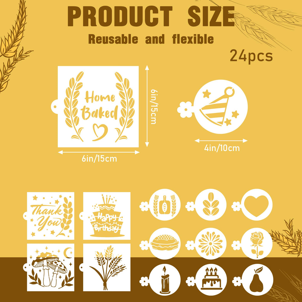 Sitsink Bread Stencils for Sourdough - 24 Pcs Bread Stencils for Baking, Sourdough Bread Baking Tools, Gifts for Sourdough Bakers, Bread Making Accessories, Pie Cake Cookie Baking Stencils Template