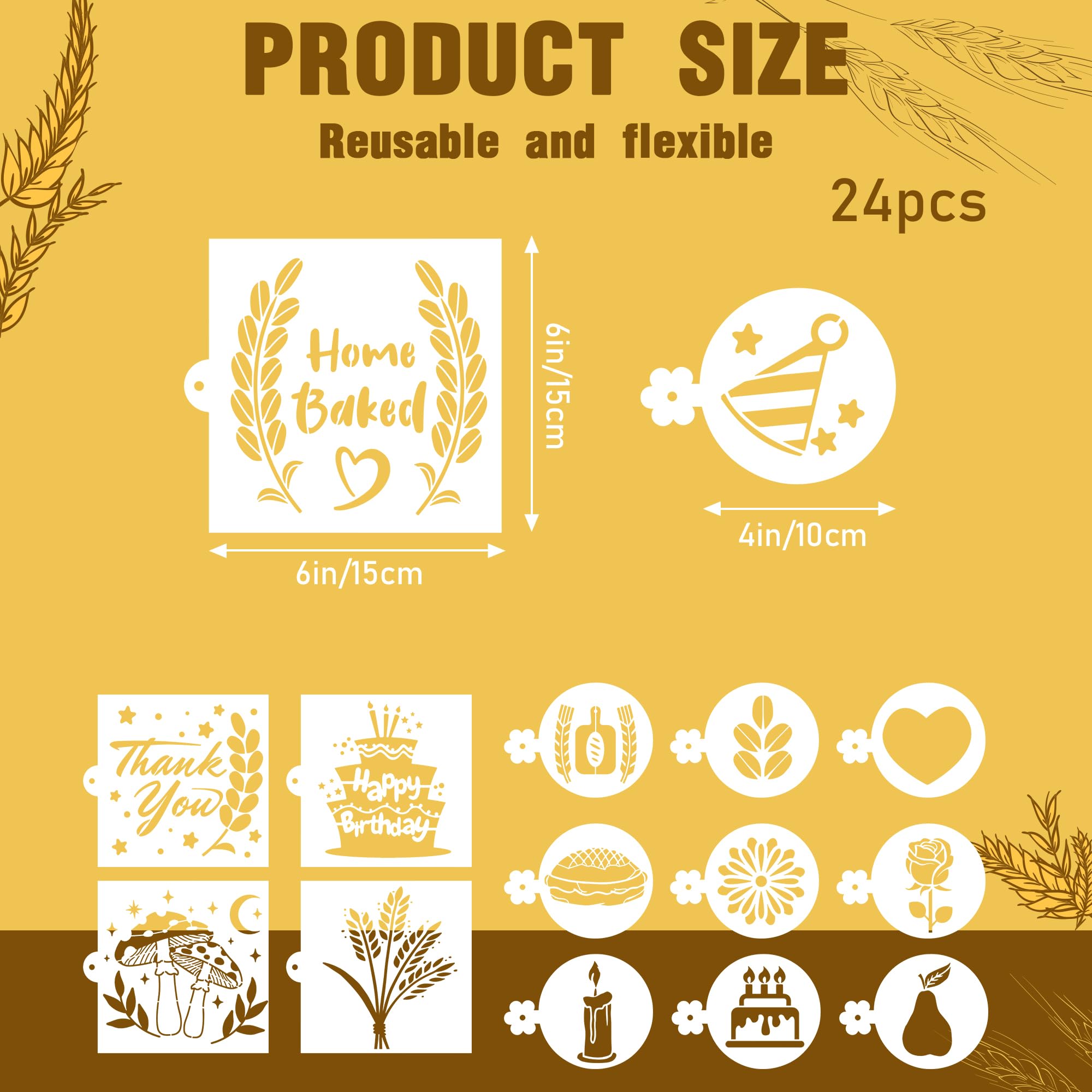 Sitsink Bread Stencils for Sourdough - 24 Pcs Bread Stencils for Baking, Sourdough Bread Baking Tools, Gifts for Sourdough Bakers, Bread Making Accessories, Pie Cake Cookie Baking Stencils Template