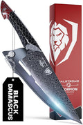 Dalstrong 8" Chef Knife — AUS-12V Steel, 66+ HRC Hardest Build — For Daily Precision Cooking & Dark Kitchen Builds — Black Damascus, Honeycomb Handle, Scorpion ELITE, customer support