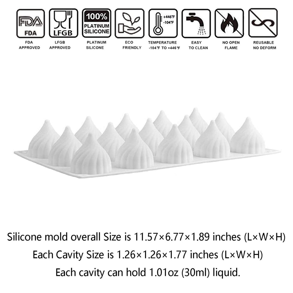 OCPO Kitchen Cone Whirlwind Onion Silicone Mousse Cake Mold, 15 Cavities