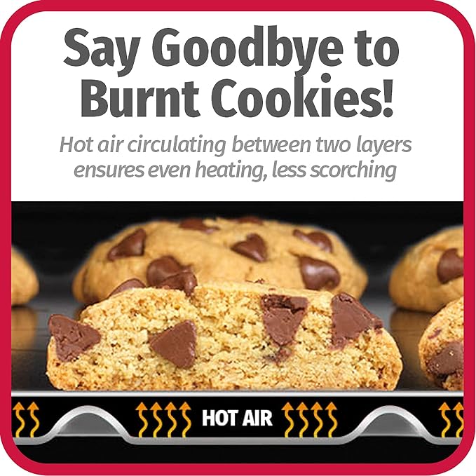 GoodCook AirPerfect Insulated Cookie Sheets Set of 2 Nonstick Carbon Steel Construction Pans for No-Burn Baking with Ergonomic Grip, 16 x 14-Inch, Gray