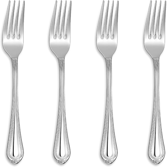 KEAWELL Premium Pearl Edge 4-Piece 7.3-Inch Fork Set (4, 7.3" Salad Forks)