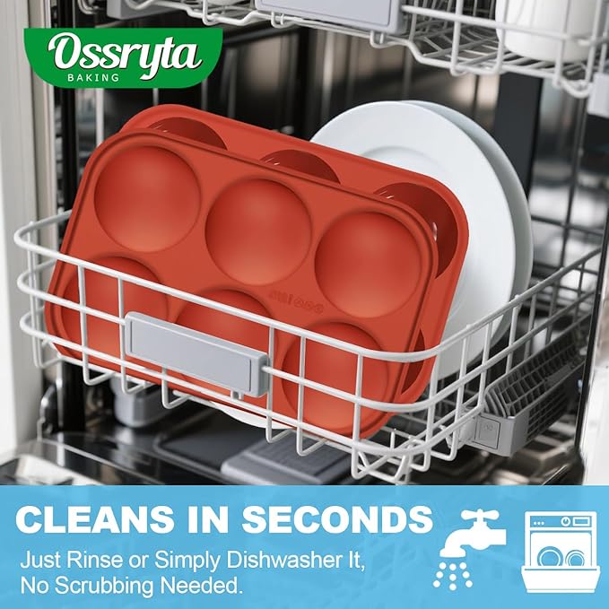 Ossryta 6-Cavity Medium Semi-Sphere Silicone Molds - Hot Chocolate Bomb Molds for Baking, Dome Cakes, Candy, Jelly & Mousse - Reusable, Non-Stick Half Sphere Chocolate Mold Set (2 Pack)