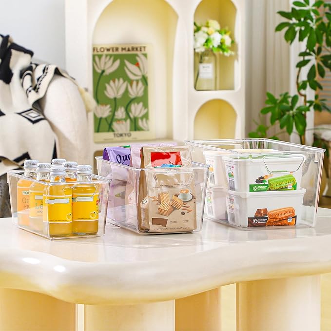 Freebat 12 Pack Pantry Organization and Storage,Clear Plastic Storage Bins