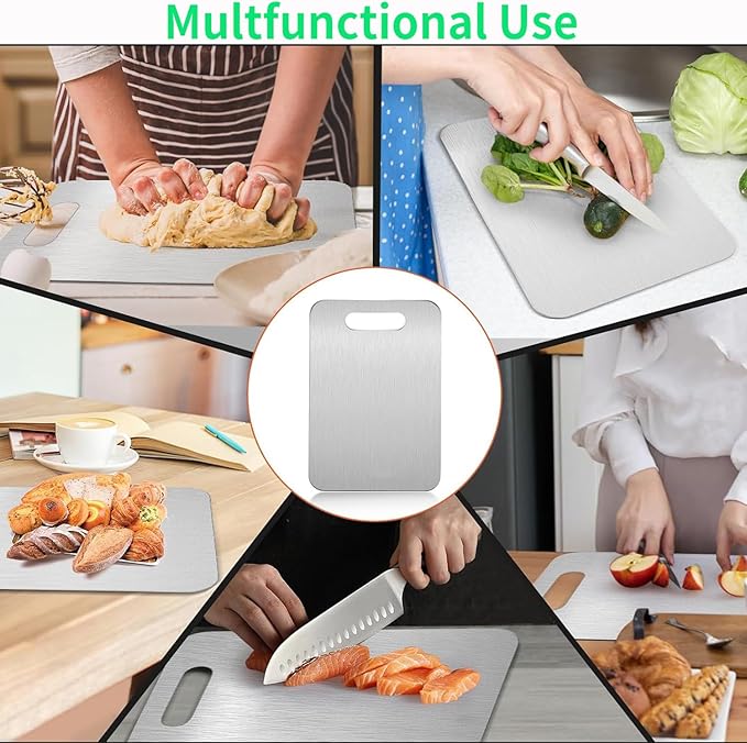 Katori Titanium Cutting Board, 100% Pure Titanium Cutting Boards for Kitchen, Double Sided Non Toxic Cutting Board,Hygiene Durable Chopping Board Suitable for Dishwasher Safe (1PCS,L)