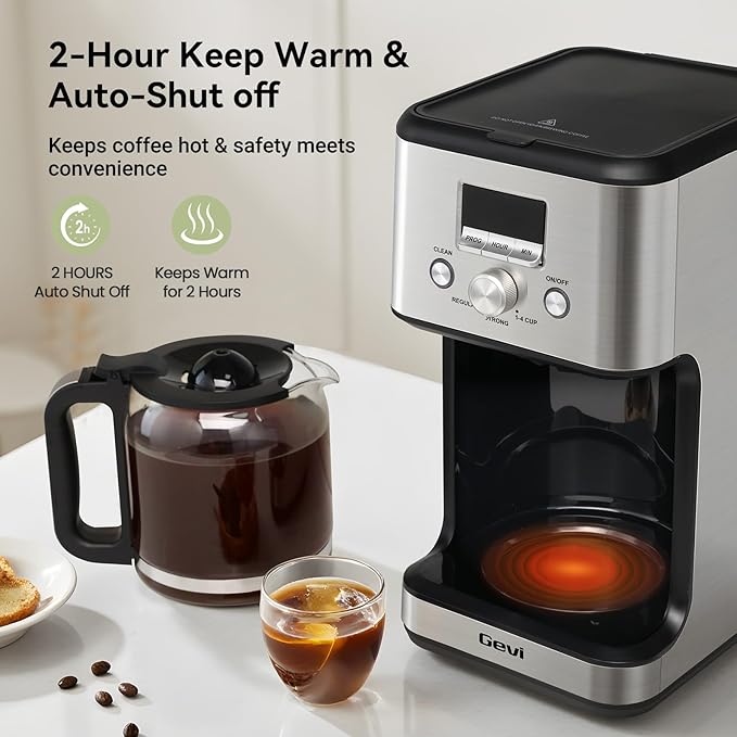 Gevi 14-Cup Drip Coffee Maker, Programmable Timer, 2H Warm, Strong Brew