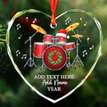 Personalized Drum Set Christmas Glass Ornaments 2026, Drum Xmas Ornament with Custom Text Name & Year, Drummer Christmas Tree Ornament for Men Women, Decoration Gift for Drummer Band Music