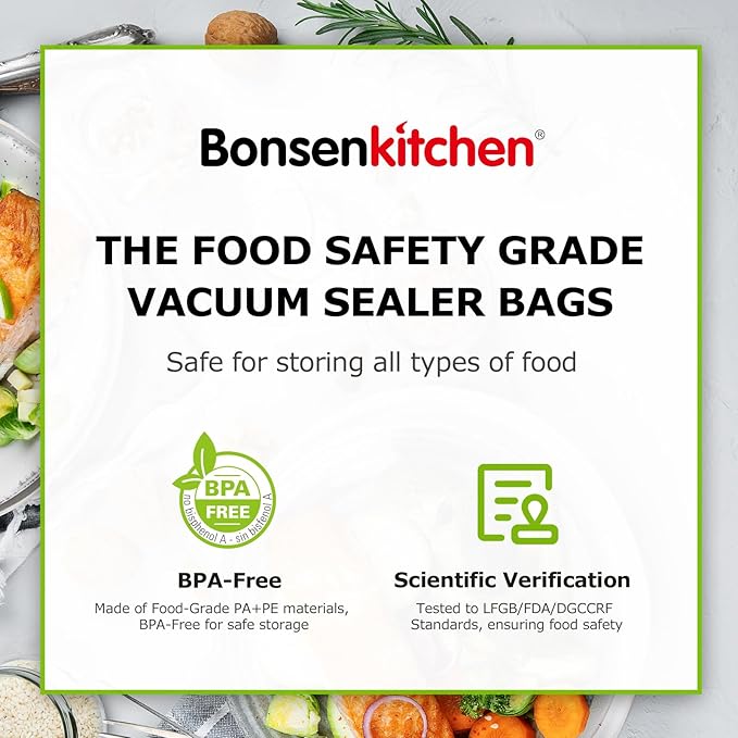 Bonsenkitchen Vacuum Sealer Bags, 11" x 20' Rolls 2 Pack for Food Storage