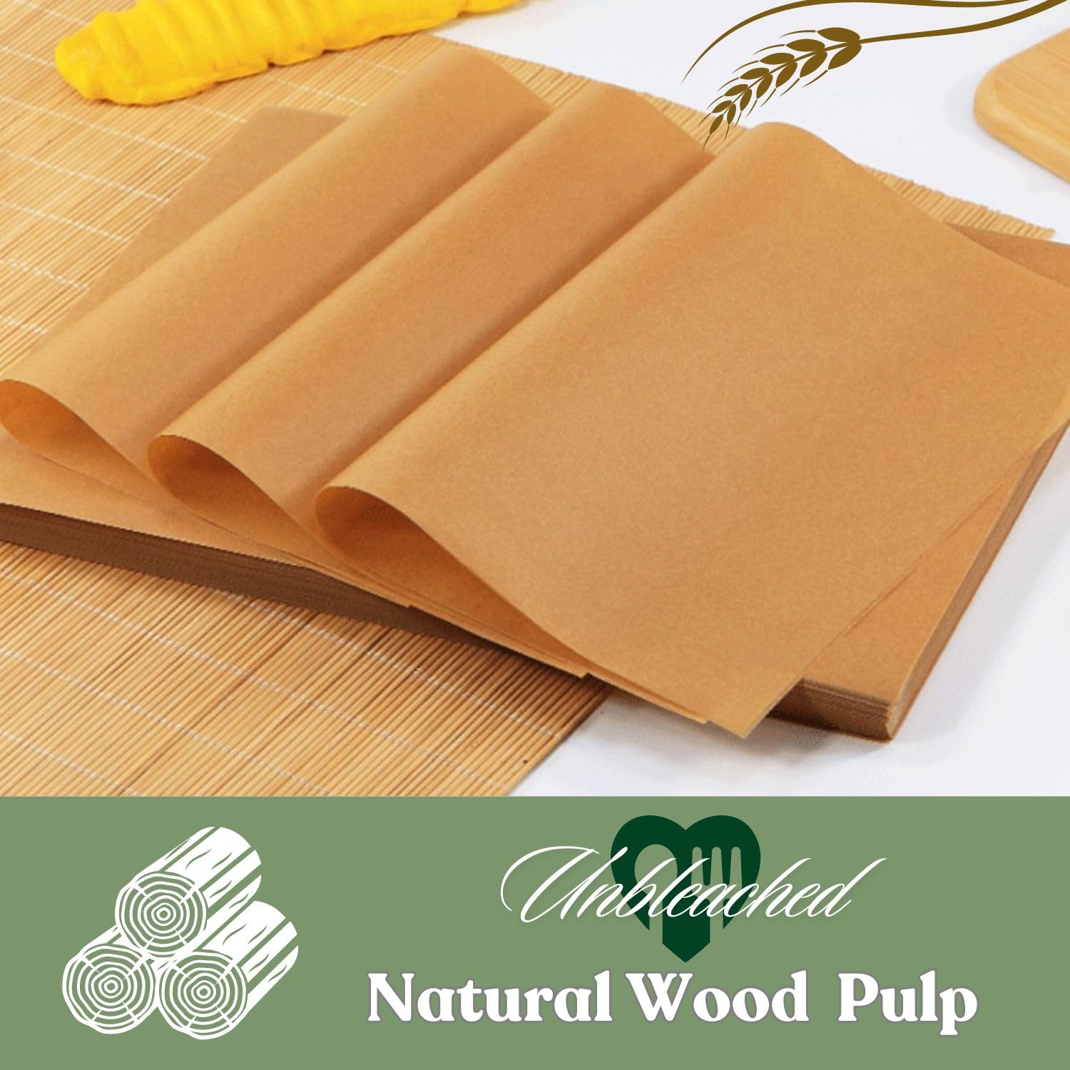 100 Pcs Parchment Paper Baking Sheets, 10x14 Inches Non-Stick Precut Baking Parchment Unbleached Baking Paper for Baking Grilling Air Fryer Steaming Bread Cup Cake Cookie