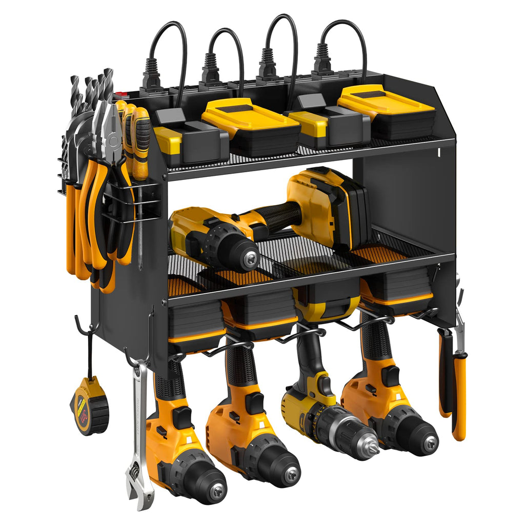 CCCEI Wall Mount Modular Tool Charging Organizer, Black, 1 Pack, 3 Tier.