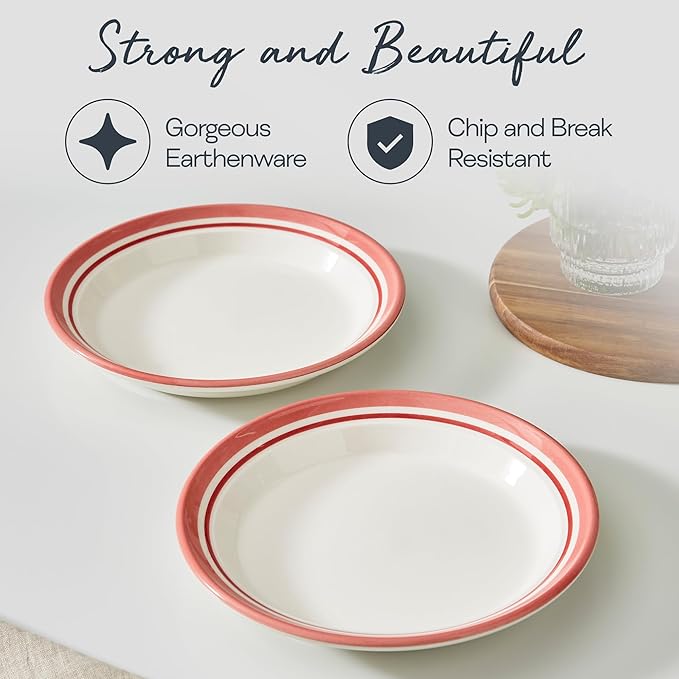 Portmeirion Potter's Stripe Salad Plate - Red, Set of 4