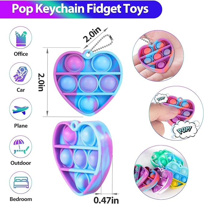 Heart Pop Fidget Toys Bulk Its Valentine Party Favors for Kids 30 Pack
