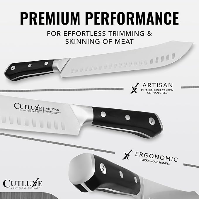 Cutluxe Butcher Knife 10" Bullnose Carving Knife for Meat – German Steel