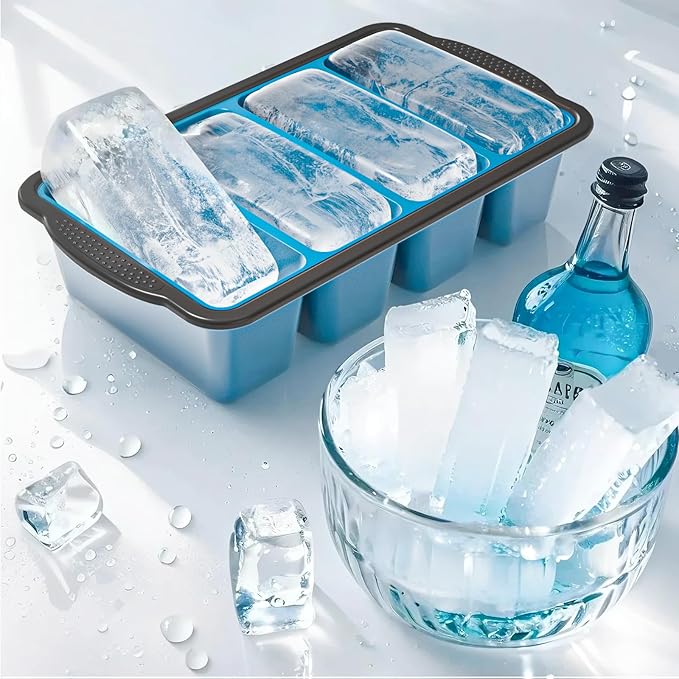 GORCI Silicone Freezer Tray With Lid, 8 Large 1 Cup Soup Freezer Molds, Soup Freezer Container for Meal Prepping, Large Ice Cube Tray， Perfect for Storing Leftovers, Sauces, Lasagna, 2-Pack