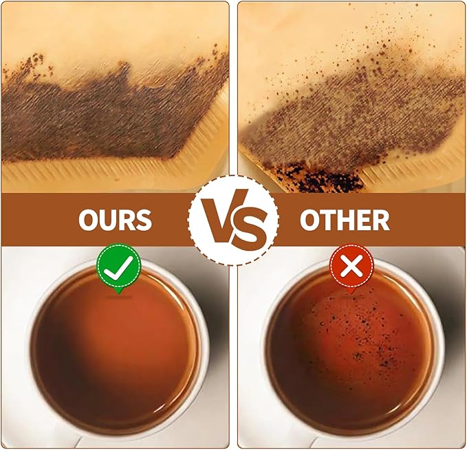 200 Count #4 Cone Coffee Filters 8-12 Cup, Natural Unbleached Disposable Coffee Filters, Compatible with Pour-Over and Drip Coffee Makers.