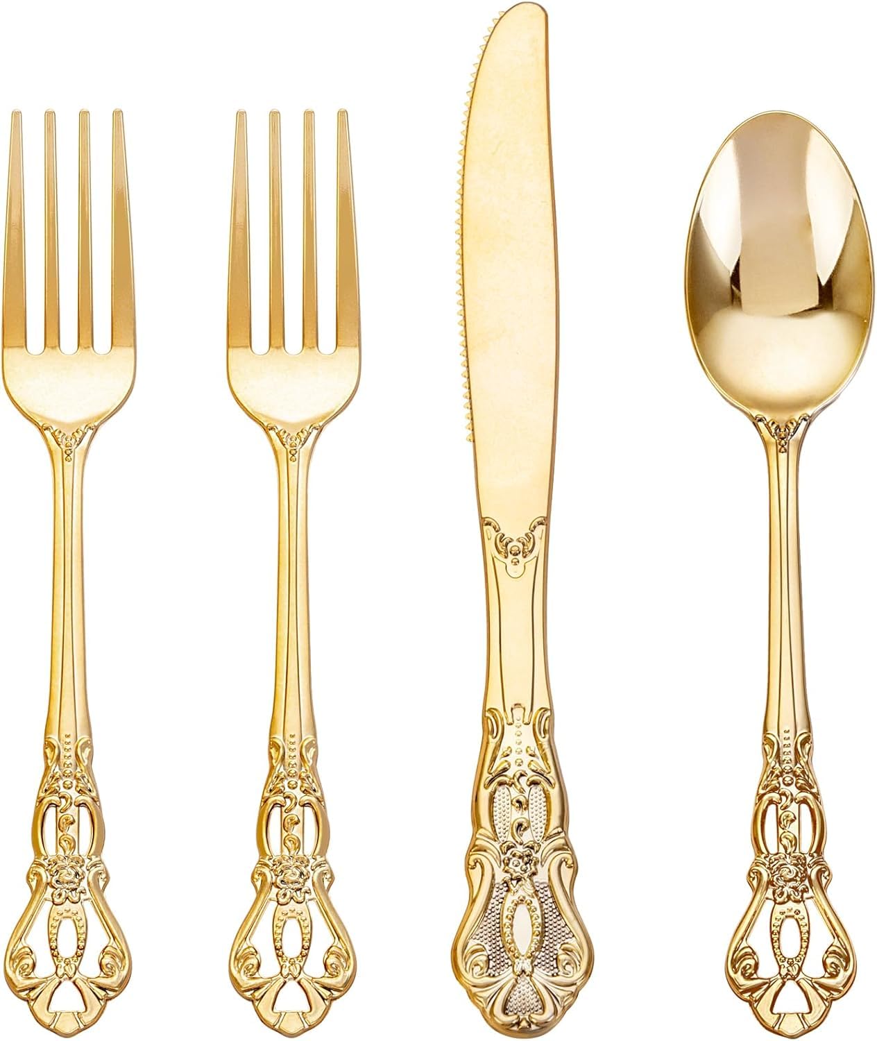 Joyido 200PCS Gold Silverware Disposable Elegant for Dinner Party Wedding