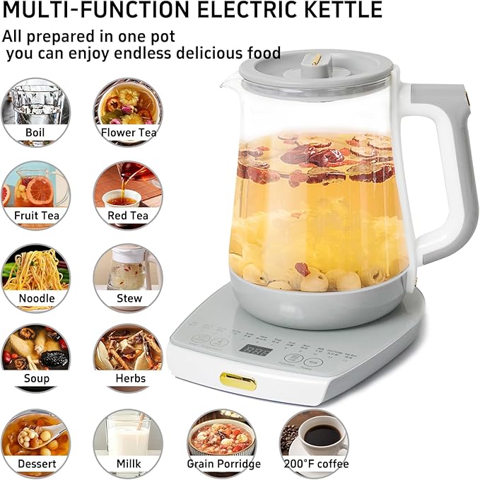 cglightwsparkle Health Pot Electric Kettle with Infuser，Smart Fruit Hot Tea Maker, Temperature Control and Tea Keep Warm, 12 Functional Procedures, 1.8 Liters of Capacity