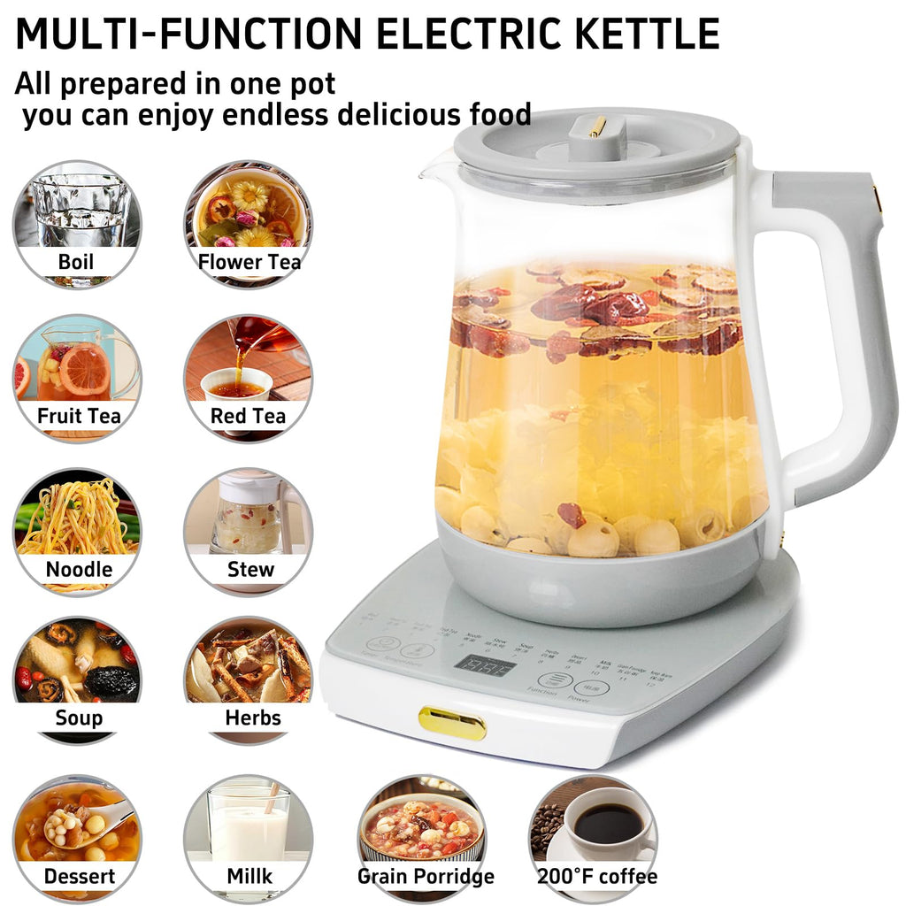cglightwsparkle Health Pot Electric Kettle with Infuser，Smart Fruit Hot Tea Maker, Temperature Control and Tea Keep Warm, 12 Functional Procedures, 1.8 Liters of Capacity