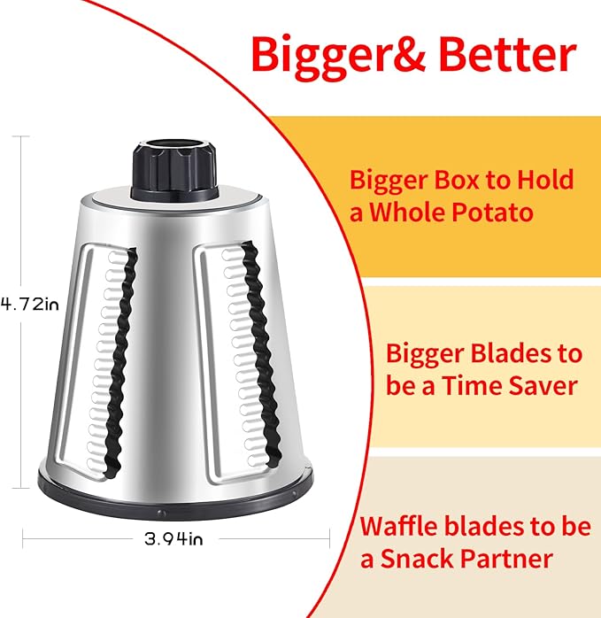 Weltonhm 4 in 1 Large Rotary Cheese Grater Hand Crank (Red black 4 Graters)