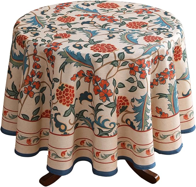 patdrea Elegant French Linen Tablecloth,Round,Diameter 67"-Puno