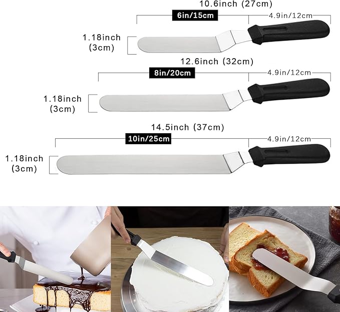 Offset Icing Spatula Set for Cake Decorating, Stainless Steel