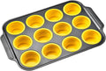 YiYeraio 12 Cups Silicone Muffin Pans for Baking with Metal Frame, Egg Bite Molds, Cupcake Pans Regular Size, Muffin Tins Easy to Pop Nonstick Non Toxic Bakeware for Oven Dishwasher Safe