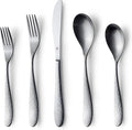 Danialli Matte Silverware Set, 18/10 Stainless Steel Satin Flatware, Modern Brushed Finish Cutlery, Dishwasher Safe & Durable, Built to Last (60-Piece, Marettimo Hammered)