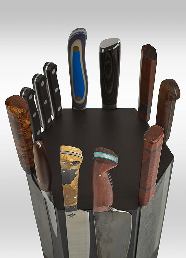 360KnifeBlock® - The 360KB™ (Black) ROTATING Magnetic Knife Block 10" tall SeriousEats/Food&Wine/ATK BEST Universal Knife Block - handmade in Washington