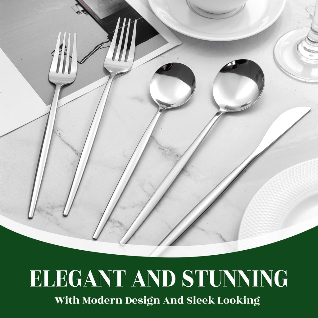 NOCCUR 40-Piece Stainless Steel Silverware Set for 8 - Utensils Set Include Knives Spoons and Forks - Mirror Polished for Home&Party