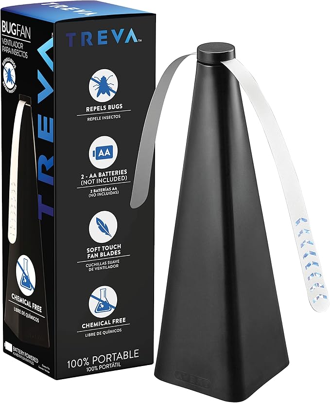 Treva Bug Fan Fly Deterrent with Holographic Blades 4-Pack Black