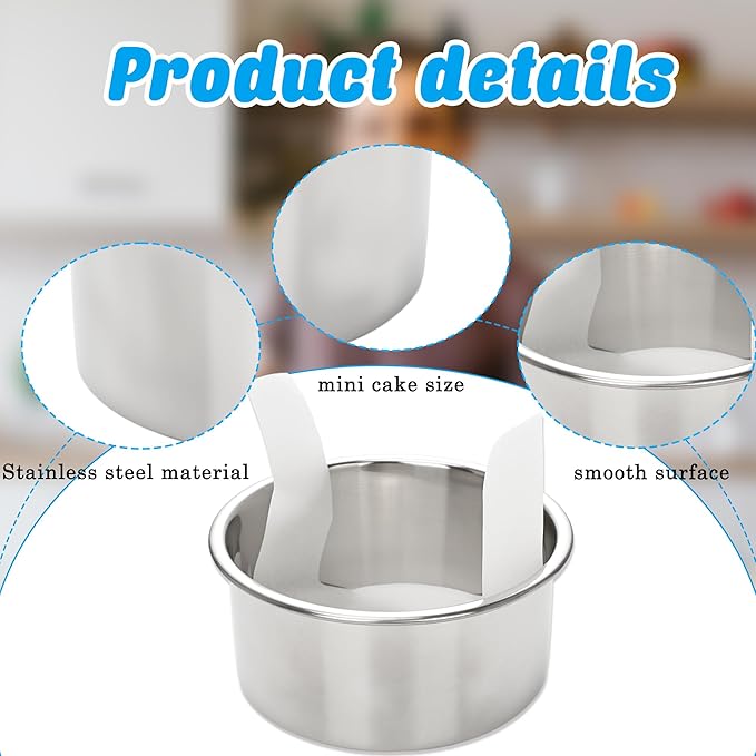 Norcoin 9 Pack 4 Inch Cake Pan Set with 100 Easy Lift Paper Liners Mini Round Cake Pan Stainless Steel Baking Pans for Oven Birthday Wedding Party Dishwasher Safe