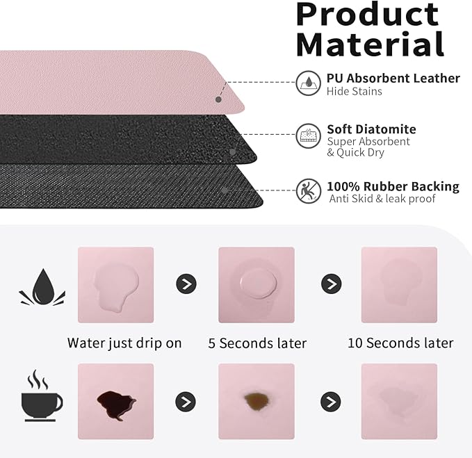 HotLive Coffee Mat - Absorbent Hide Stain Rubber Backed Dish Drying Mat for Kitchen Counter - Bar Mats for Countertops Accessories Fit Under Coffee Maker Espresso Machine