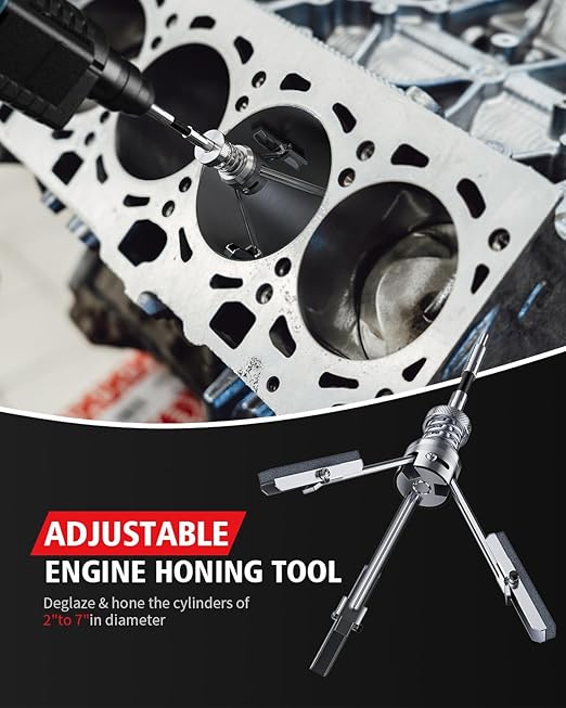 Kolvoii Engine Cylinder Hone Tool Set, 1-1/8", 3" & 4" Hones, Black Case