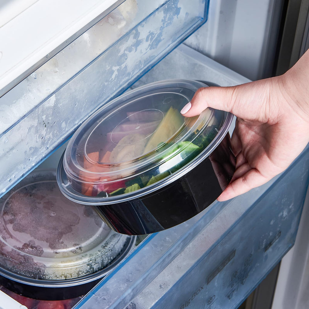 Jaluxing 32 oz 50 ct Round Meal Prep Containers with Lids Plastic Food Storage Lunch Plan To Go Box Disposable Take Out Bowls BPA Free Durable Stackable Microwave Freezer Safe (Formerly FULING)