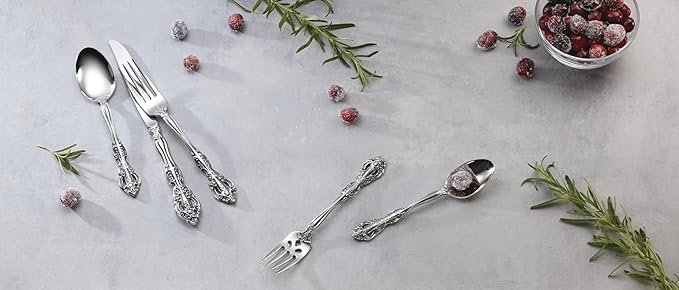 Oneida Michelangelo Fine Flatware Teaspoons, Set of 4, 18/10 Stainless Steel, Silverware Set, Dishwasher Safe