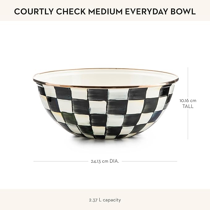 MACKENZIE-CHILDS Everyday Bowl, Medium, Black-and-White Courtly Check
