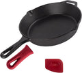 Cuisinel Cast Iron Skillet with Lid - 8"-inch Pre-Seasoned Covered Frying Pan Set + Silicone Handle and Lid Holders + Scraper/Cleaner - Indoor/Outdoor, Oven, Camping Fire, Grill Safe Kitchen Cookware