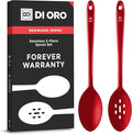 DI ORO Silicone Cooking Spoons - Solid & Slotted Set, 2-Pc Red