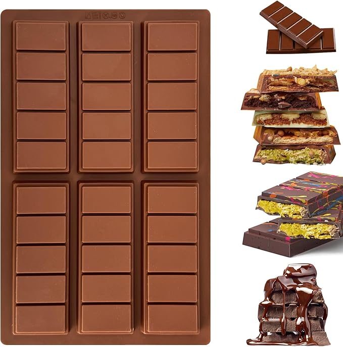 Chocolate Bar Mold Deep, Thick Silicone Dubai Chocolate Bar Molds