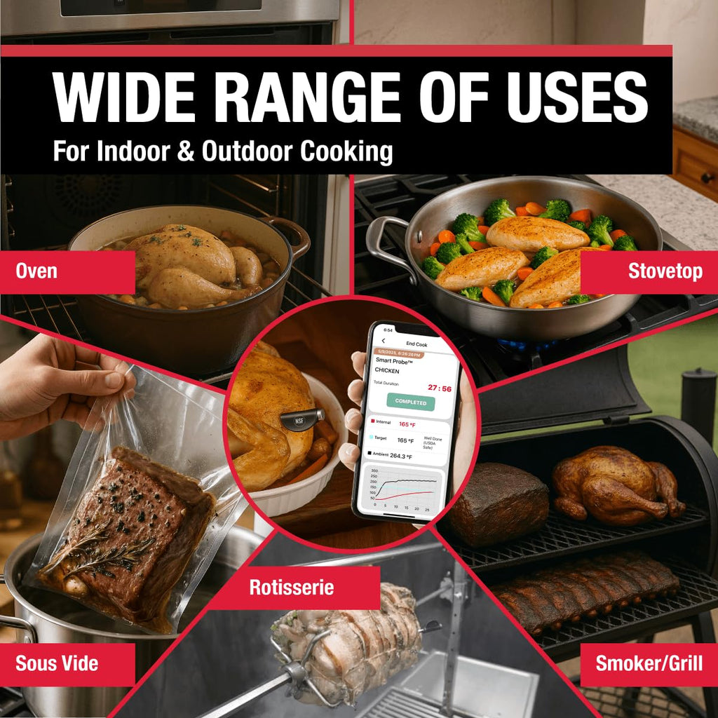 CDN Smart Probe Bluetooth Meat Thermometer | Perfect Father’s Day Gift Under $100 | Wireless Digital Thermometer | NSF Certified Probe | App Monitoring (iOS & Android) | BBQ, Grill, Smoker | STP212