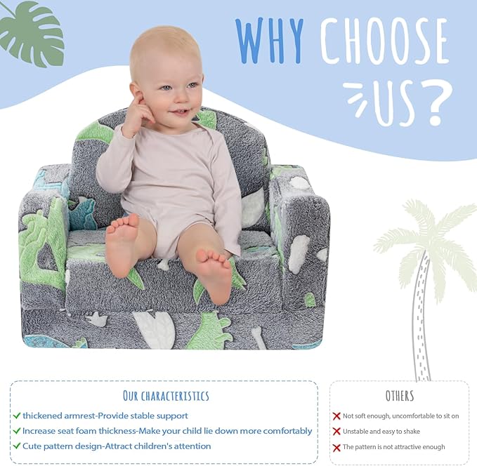 aodisman Thick Comfy Kids Chair and Couch,Foldable Plush Sofa with Pocket