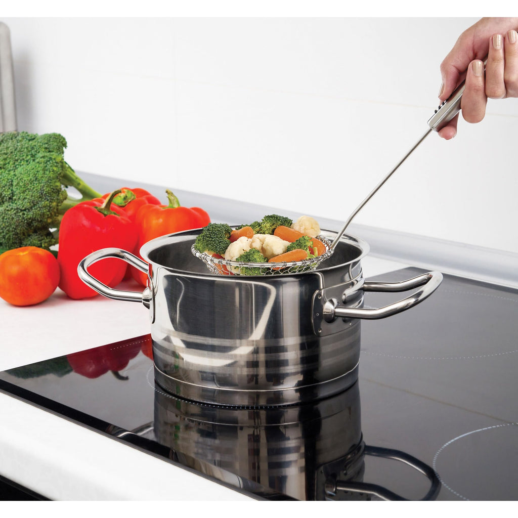 Helen's Asian Kitchen Spider Strainer, 5-Inch, All Stainless Steel Mesh Basket And Handle, For Noodles, Dumplings, Wontons, Deep Frying, And Draining Tasks