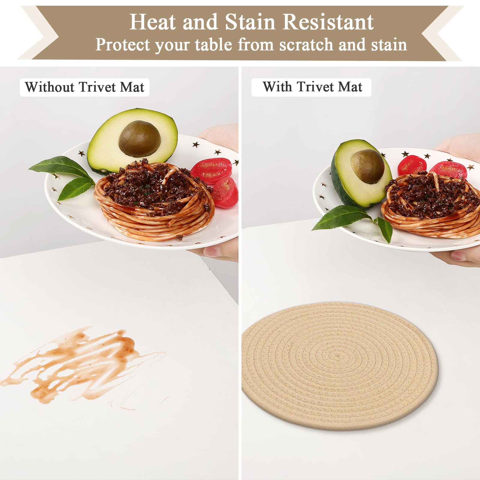 SHACOS 10 Inches Trivets for Hot Dishes, 4 Pieces Cotton Trivets Mats