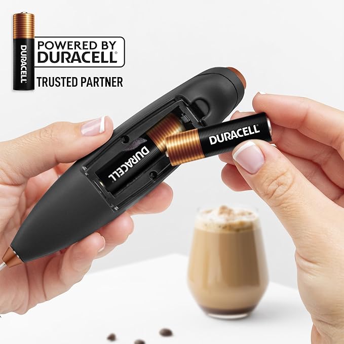 Zulay Kitchen Powerful Milk Frother Wand With Duracell Batteries - Ultra Fast Handheld Drink Mixer - Electric Whisk Foam Maker for Coffee, Lattes, Cappuccino & Matcha - Triple Whisk - Luster Copper
