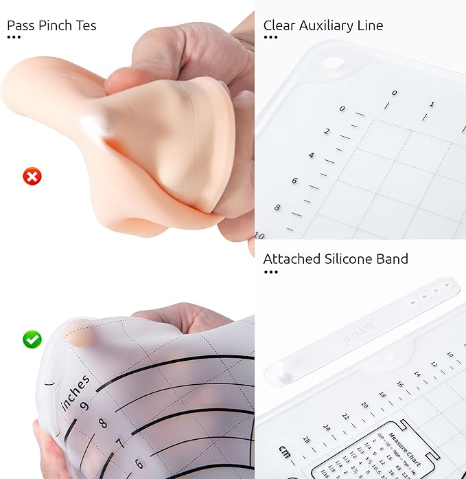 U-Taste Silicone Pastry Mat, Dough Rolling Baking Sheet, 28x20"/Transparent