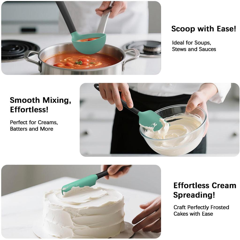 Coukre Silicone Kitchen Cooking Utensils Set, Heat Resistant, 14-Piece