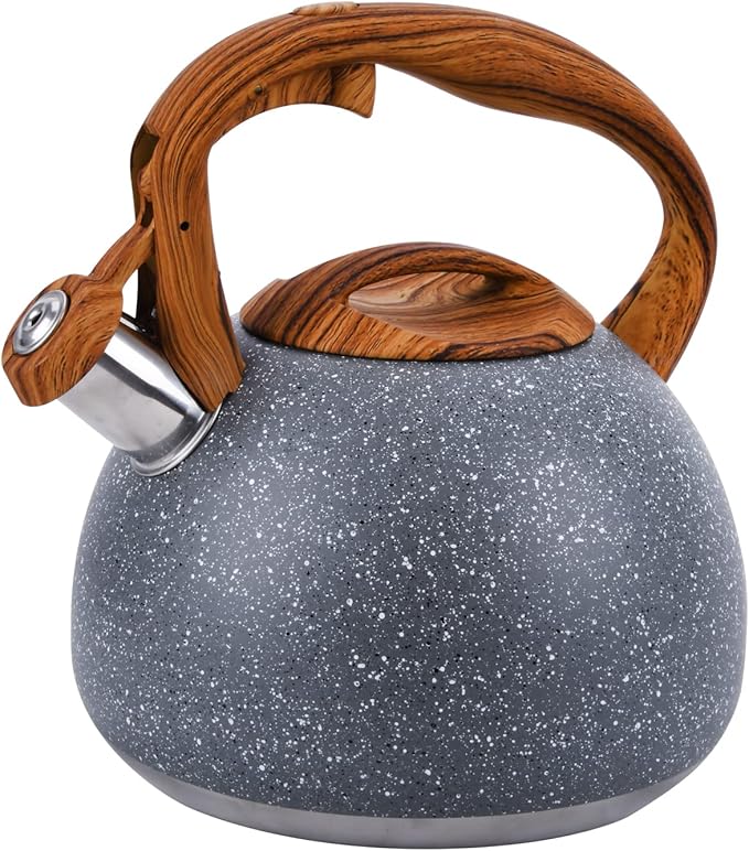 Foedo 3.2Qt Stainless Steel Whistling Tea Kettle Stovetop, Sky Grey