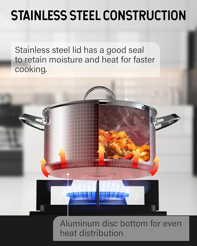 Cooks Standard Stainless Steel Stock Pot - Induction Deep Cookware